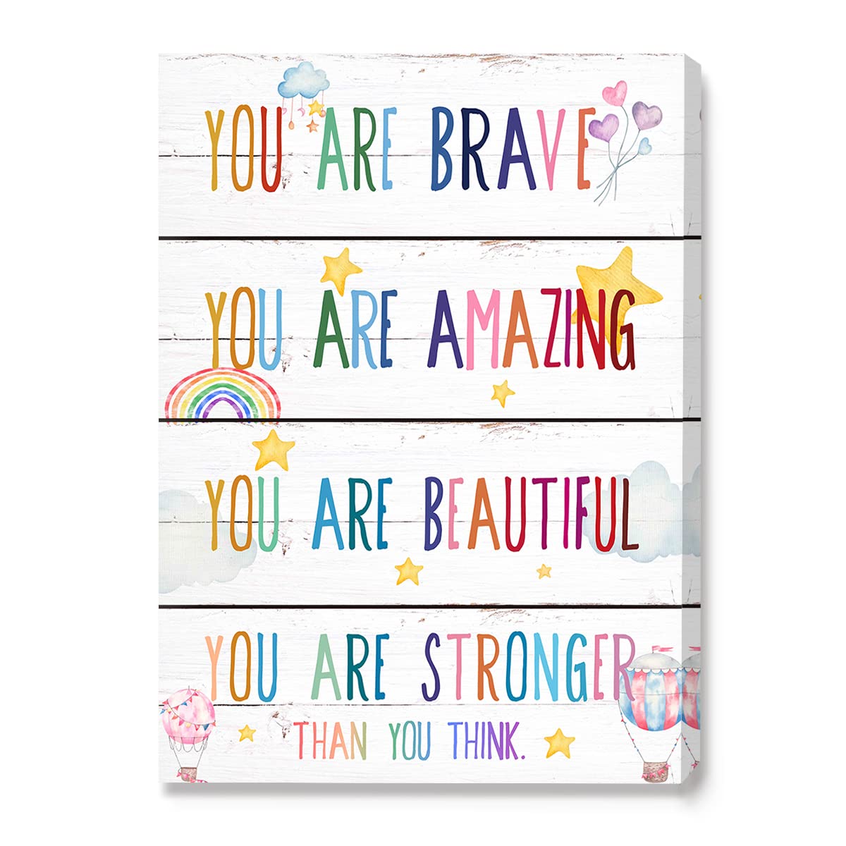 You Are Brave Canvas Wall Art,Positive Affirmations Wall Decor for Kids,Inspirational Quote Canvas Framed Wall Art Ready to Hang for Kids Bedroom Nursery Playroom Decorations