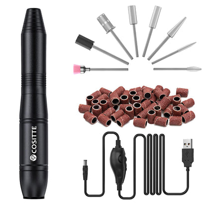 Electric Nail Drill,USB Electric Nail Drill Machine for Acrylic Nail Kit,Portable Electric Nail File Polishing Tool Manicure Pedicure Kit Efile Nail Supplies for Home Salon,Pink