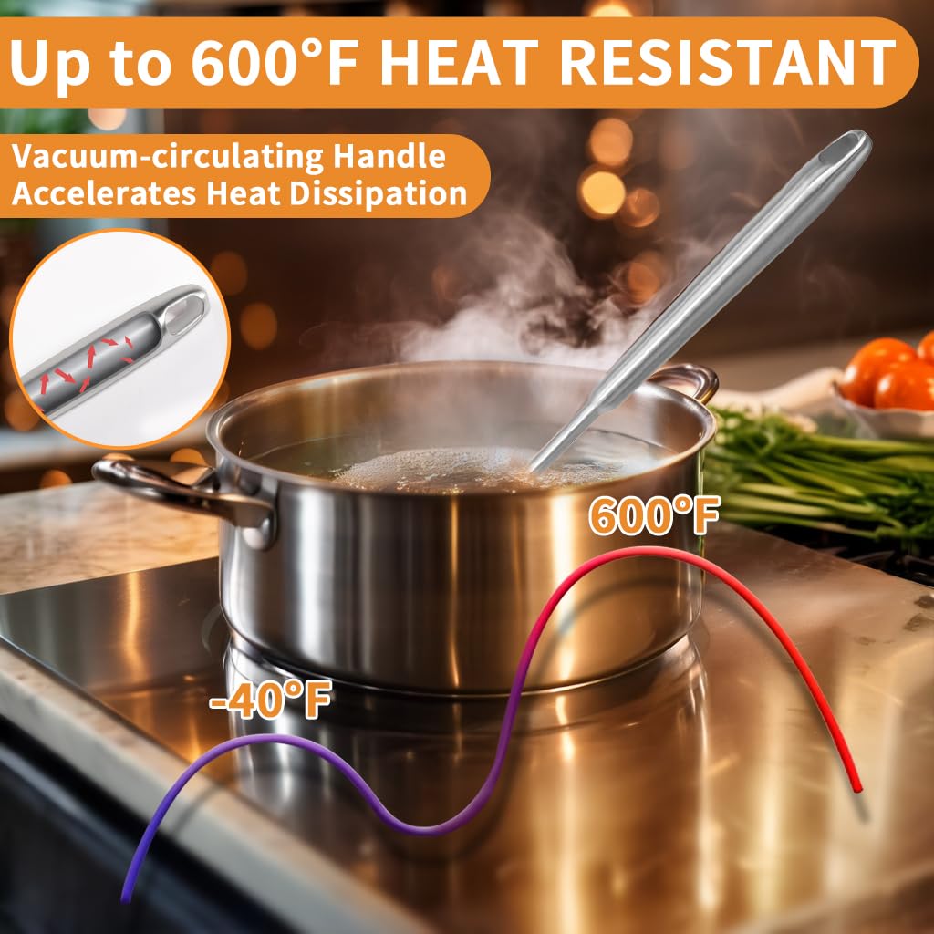 5 Pcs Newness Cooking Utensils Set, 304 Stainless Steel Kitchen Utensils Set, Metal Kitchen Accessories, Include Soup Ladle, Slotted Skimmer Spoon, Spaghetti Spoon and Spatula, Dishwasher Safe