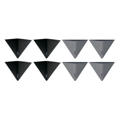 LaLaGreen Bundle - 12" x 4 Pack Black + 12" x 4 Pack Gray Large Self Watering Geometric Hanging Flower Vase Vessel with Metal Hanger, Modern Stylish Wall Mounted Succulent Pot Holder Decor