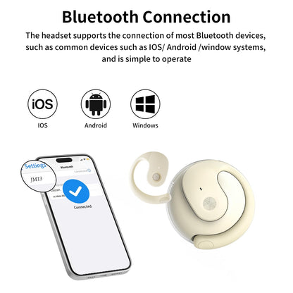 Open Ear Headphones Wireless Bluetooth 5.4, Air Conduction Wireless Bluetooth Earphone, OWS Hanging Earphones with Earhooks and Mic, Open Ear Earbuds IPX5 Waterproof for Sports Gaming Driving(Khaki)