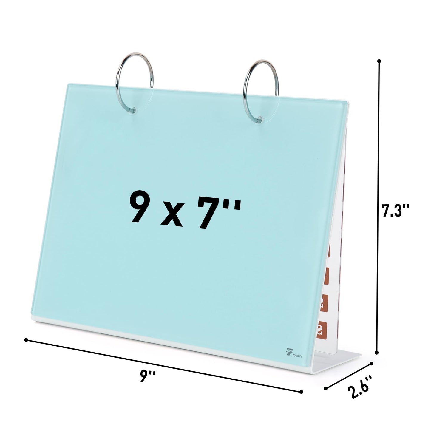 Desktop Glass Dry Erase & Acrylic Aesthetic Calendar Weekly to-do List Combo, Small Magnetic Standing Whiteboard, Desk Flip Easel Calendar with Accessories for Home Office Supply, Aqua Blue, 9 x 7''