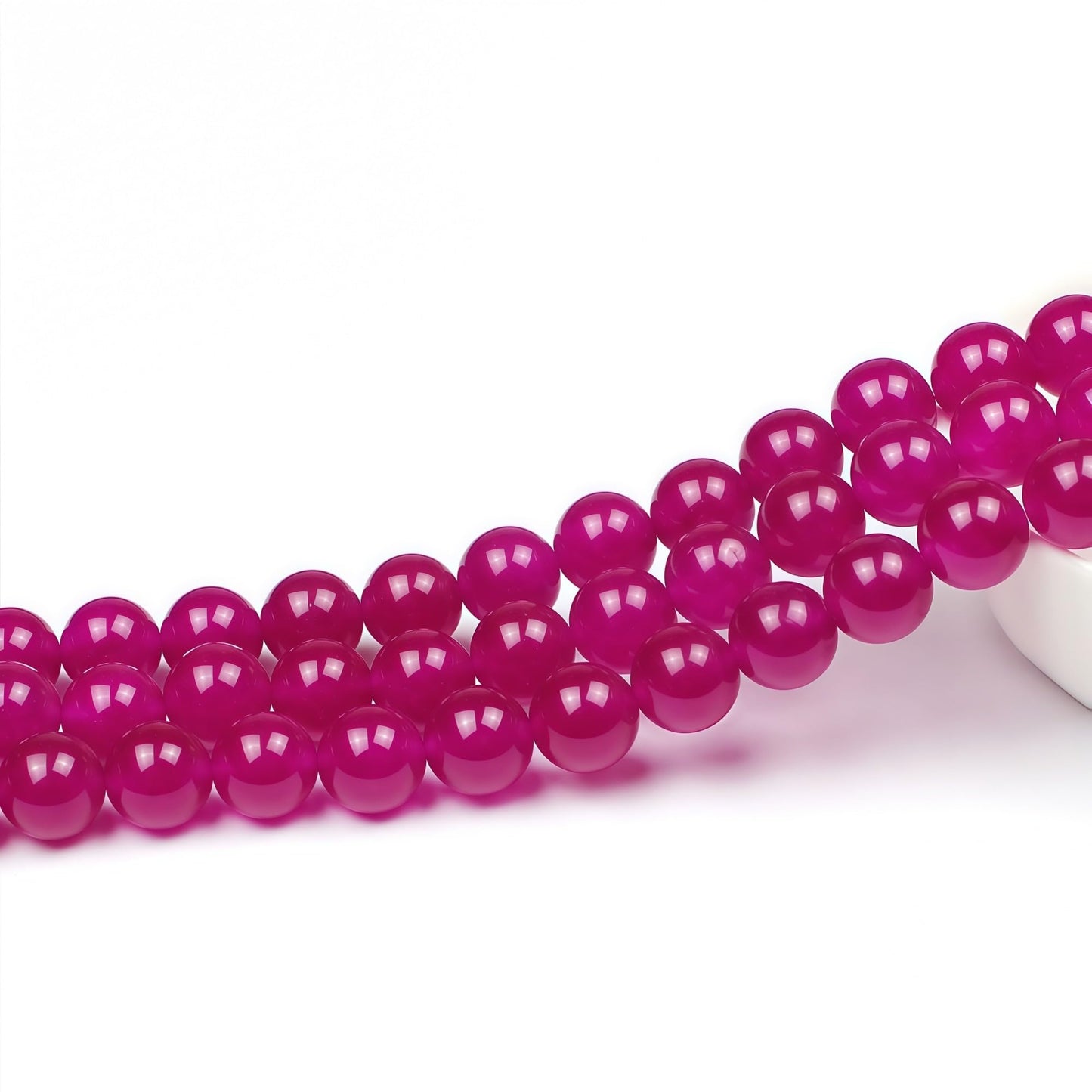 MJDCB Natural Rose Red Jade Round Loose Beads for Jewelry Making DIY Bracelet Necklac (4mm)