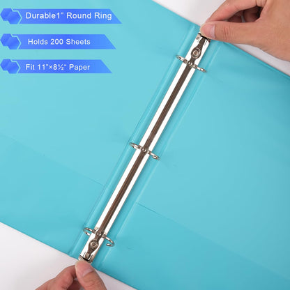 2-Inch Binder 3 Ring, Round Ring with 2 Interior Pockets, Holds 450 Sheets Letter Size Paper, Durable Plastic View Binders for School, Office, and Home