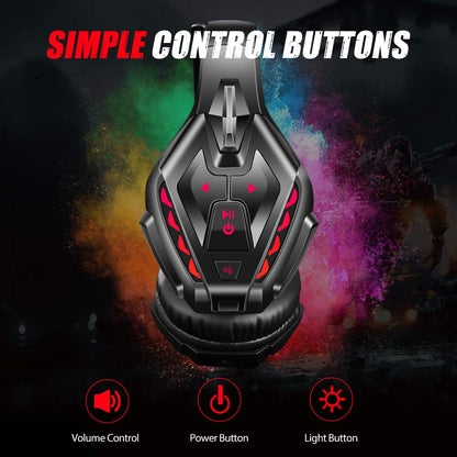 PHOINIKAS PS5 Gaming Headset for PS4, PC, Switch, Q10 Xbox One Headset with Stereo Sound, Detachable Mic, Wireless Bluetooth 5.3 Headphone only for Laptop/Phone/Tablet, 40H Plyatime (Red)