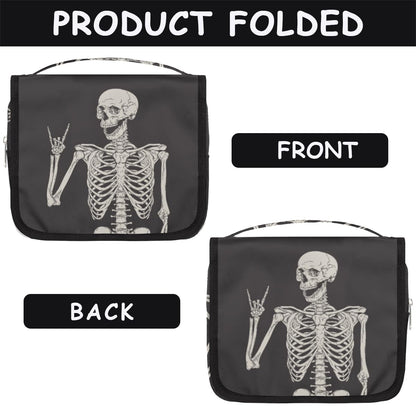 AUUXVA Hanging Toiletry Bag for Women, Halloween Skeleton Makeup Bag, Day of the Dead Cosmetic Bag, Travel Essentials for Women Men