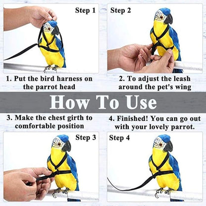 XISAOK Parrot Bird Harness Leash Supplies Adjustable Anti-Bite Training Rope Outdoor Activities Flying Traction Straps Band