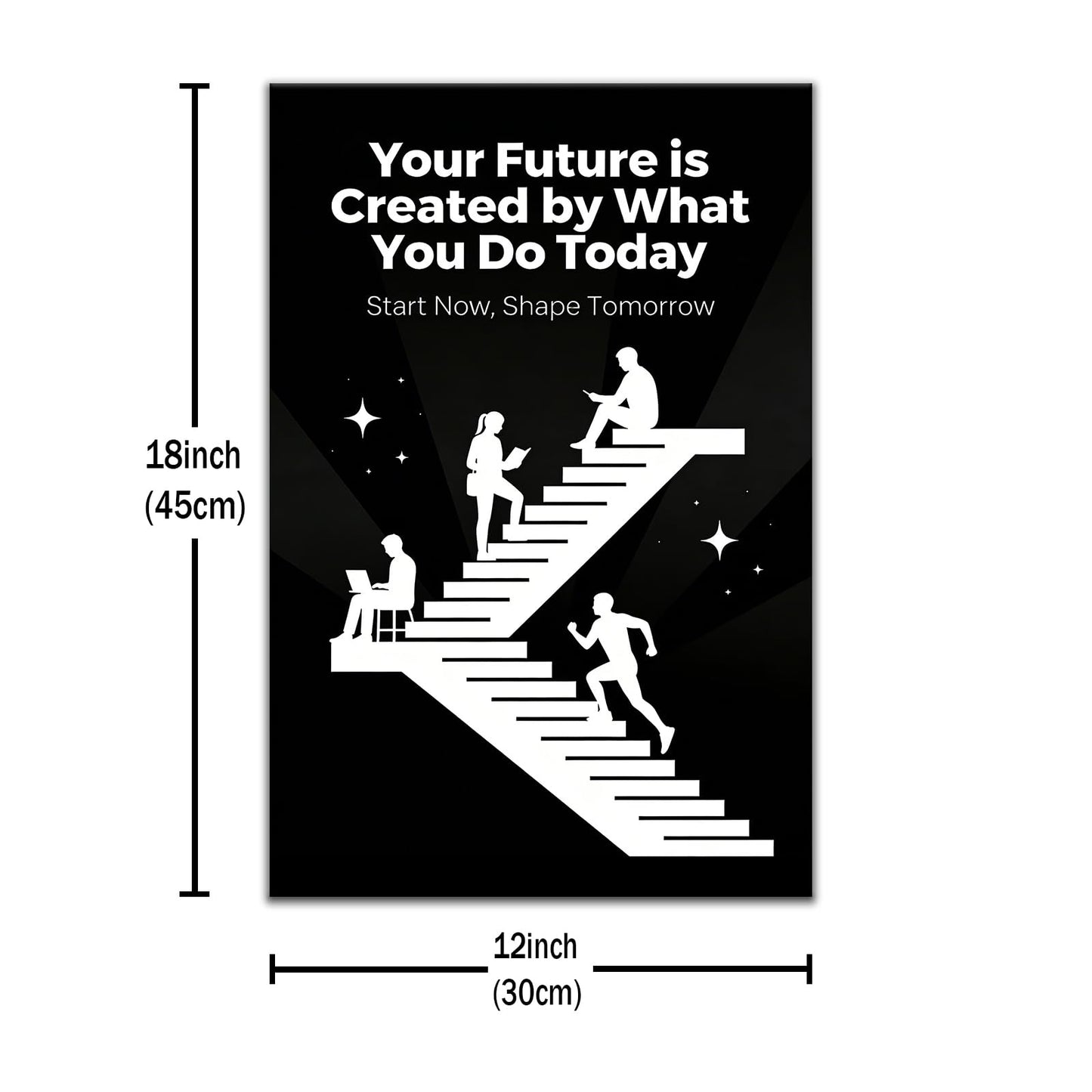 PSYYSP Motivational Wall Art Inspirational Quotes Office Decor Your Future Is Created By What You Do Today Canvas Print Framed Success Poster For Study Room Gym Entrepreneurs Small 12x18 Inch