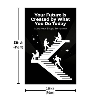 PSYYSP Motivational Wall Art Inspirational Quotes Office Decor Your Future Is Created By What You Do Today Canvas Print Framed Success Poster For Study Room Gym Entrepreneurs Small 12x18 Inch