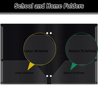 30 Pcs 3 Hole Punch Parent Teacher Communication Folders with Clear Front Pockets for 3 Ring Binders, 2 Pockets Homework Take Home Plastic Folders Classroom Folder for Kid Student ﻿ (30, Black)