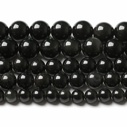 6MM 60PCS Natural Stone Black Obsidian Gemstone Loose Beads for Jewelry Making DIY Bracelet 1 Strand