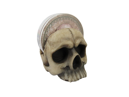 DWK Decorative Skull Holder with Drink Absorbent Coasters | 4 Piece Coasters for Drinks Absorbent with Holder Set | Goth Kitchen Accessories and Skull Bar Decor - 5"…
