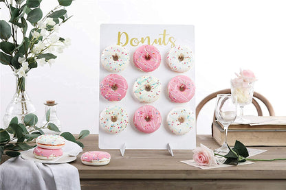 Donut Stand for Party, Wood Donut Bar Display Board Holds 9 Donuts