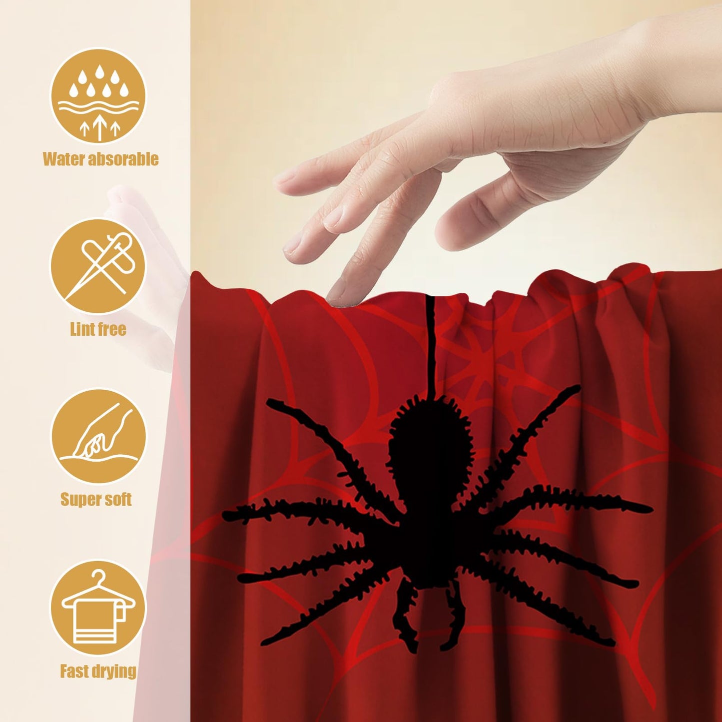 ANTJOO Spider Web Hand Towels for Bathroom，Set of 2 Soft Absorbent Breathable Halloween Bath Hand Towel for Bathroom Kitchen Hotel Gym 28 x 14 in