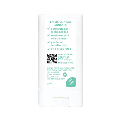Thinksport Kids SPF 30 Mineral Sunscreen Stick, 0.64 Oz, Safe, Natural, Water Resistant Reef Safe Sunscreen for Children, Broad Spectrum UVA/UVB Sun Screen, Travel Stick for Sun Protection