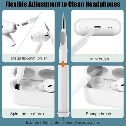 VICHYIE 20 in 1 Multifunctional Cleaner Kit for Electronic Devices, Keyboard Cleaning Brush, Headphones Cleaner Kit for AirPods, Multi-Tool for Cleaning Laptop, Earbuds, Camera, Cellphones (White)