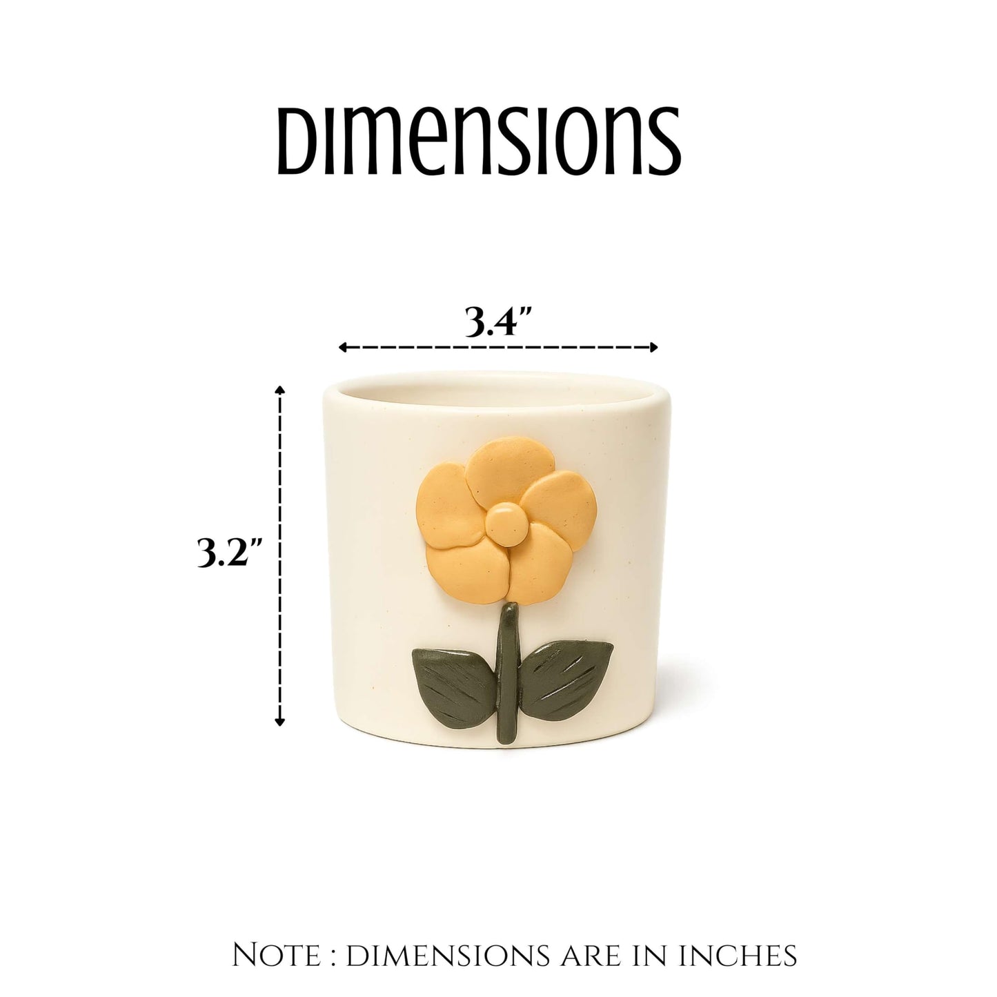 CERAMIQA Ceramic Succulent Planter Pot with Drainage Hole, Small 3 Inch Indoor Plant Pot, Cute 3D Floral Design, Mini Round Flower Pot for Cactus & Herbs, Decorative Planter for Home Office Desk