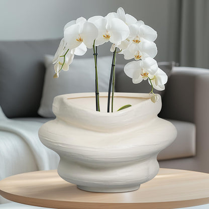 Teagas Ceramic Plant Pots Bonsai 10.6 Inch - Flower Pots for Indoor Plants, Large Plant Pots with Drainage Hole, Decorative Planter Outdoor Flower Pot for Office, Gift for Men Women, White