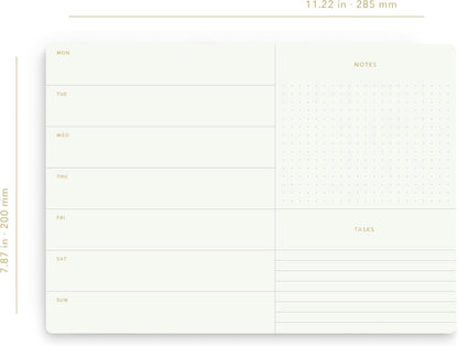 Elegant Weekly Planner Notepad, Undated, 11.22" x 7.87", 52 Sheets (Whole Year), Gold Foil, Tear Off Sheets, Minimalist Work Planner Pad, Weekly To Do List Notepad, Eco-friendly, FSC™ Certified Weekly Desk Planner