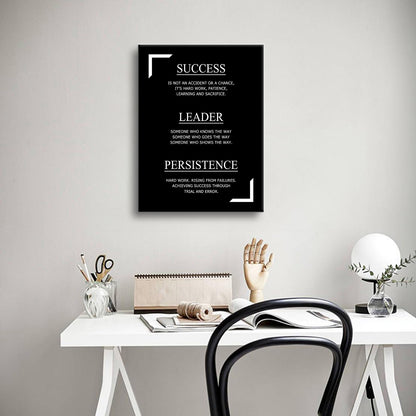 Inspirational Canvas Wall Art Success Leader Persistence Office Poster Print Motivational Picture Painting for Living Room Class Room School Wall Decoration Stretched and Framed [18''Wx24''H]