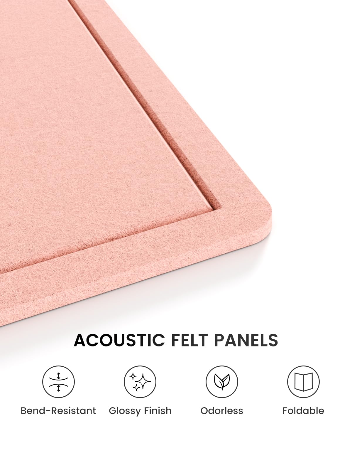 Fluxynara Bulletin Board,35.4" x 23.6" Cork Board Alternative with 12 Safe Removable Adhesive Tabs, Foldable Felt Pin Board for Home Office, Classroom, Bedroom,Entryway for Walls—Pink