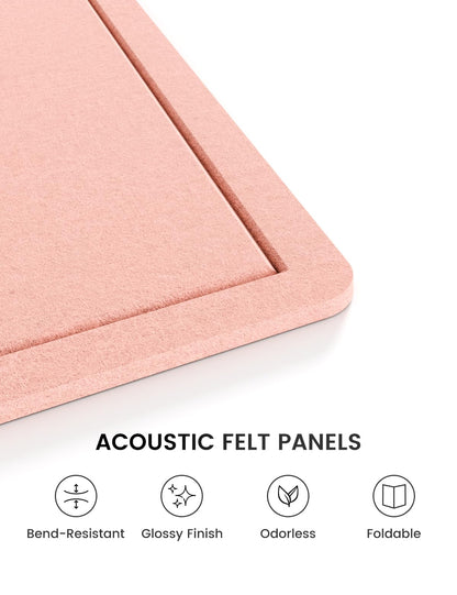 Fluxynara Bulletin Board,35.4" x 23.6" Cork Board Alternative with 12 Safe Removable Adhesive Tabs, Foldable Felt Pin Board for Home Office, Classroom, Bedroom,Entryway for Walls—Pink