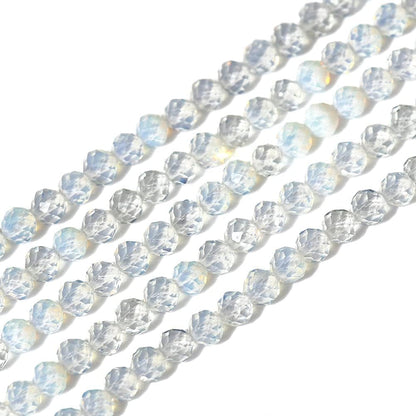 Song Xi 90pcs 4mm Natural Opal Gemstone Beads Faceted Round Loose Stone Beads for Jewelry Making