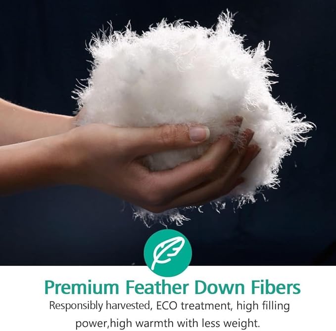 APSMILE Full/Queen Size Down Feather Fibers Duvet Insert - Ultra-Soft All Season Down Feather Fibers Comforter Hotel Collection Comforter, 46 Oz Fluffy Medium Warmth (White, 90x90)