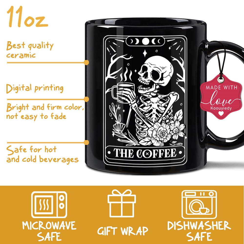 Koouyiedy The Coffee Funny Skeleton Tarot Mug Gifts for Women Men - Novelty Cute Skull Gift for Coffee Lover - Goth Spooky Witch Witchy Birthday Christmas Gifts for Dad Mom Husband Wife Best Friend