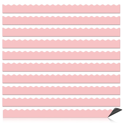 30 Pcs Magnetic Borders for Classroom Whiteboard - Light Pink Magnetic Bulletin Board Border Set - Scalloped Chalkboard Border Strips for Teachers, Parents, DIY Home,School & Office Decoration