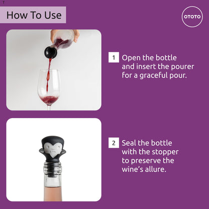 OTOTO 2 in 1 Wine Stopper & Pourer - Wine Cap, Wine Cork - Vampire, Halloween Gifts, Emo Accessories, Gothic Kitchen, Goth Gifts, Bat, Kitchen Gadgets - (Count Corkula)