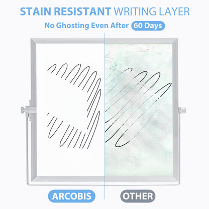 ARCOBIS Small WhiteBoard with Stand 10" X 10", Magnetic Double-Sided Dry Erase White Board Easel for Desk Students Home Office