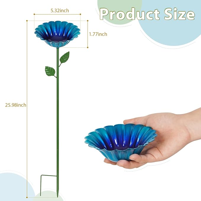 Large Bee Watering Station, 4 Pack Small Bird Bath for Outside, Metal Butterfly Feeders Bowl with 5.32'' Flower Design Bee Bath for Garden Decor (Classic-Flower 4-Pack)