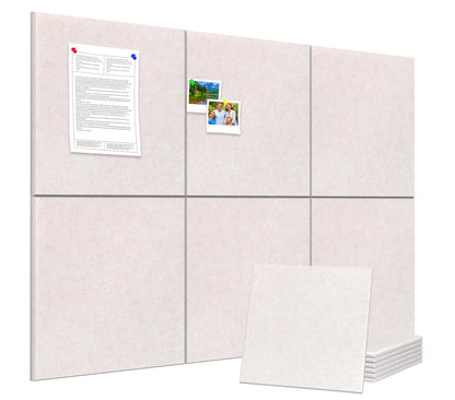 Large Cork Board Alternative 36" X 24" Bulletin Board - 6 Pack Removable Felt Wall Tiles with 20 pushpins, Large Cork Boards for Walls Cork Board for Office Pin Board Tack Board - Oatmeal