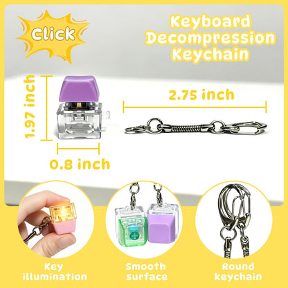12PCS Keyboard Fidget Toy, Keyboard Clicker with LED Light, Keyboard Fidget Keychain, Keyboard Button Finger Clicker for Anxiety Relief (Style-4)