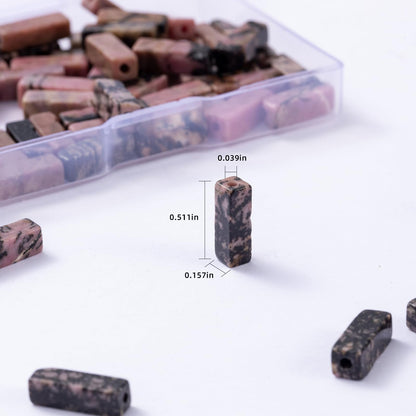 Natural Rhodochrosite Rectangle Tube Beads 4x13mm 38cm/str Loose Semi Gemstone Stone Beads for Making Bracelets Necklace Earrings