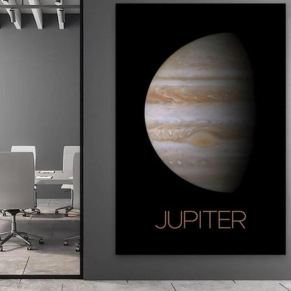 Solar System Planets Canvas Wall Art - Jupiter Planet Space Poster for Kids Room Bedroom Classroom, STEM Educational Astronomy Decor, Science Gift for Boys Girls, 12x18 Inch Framed