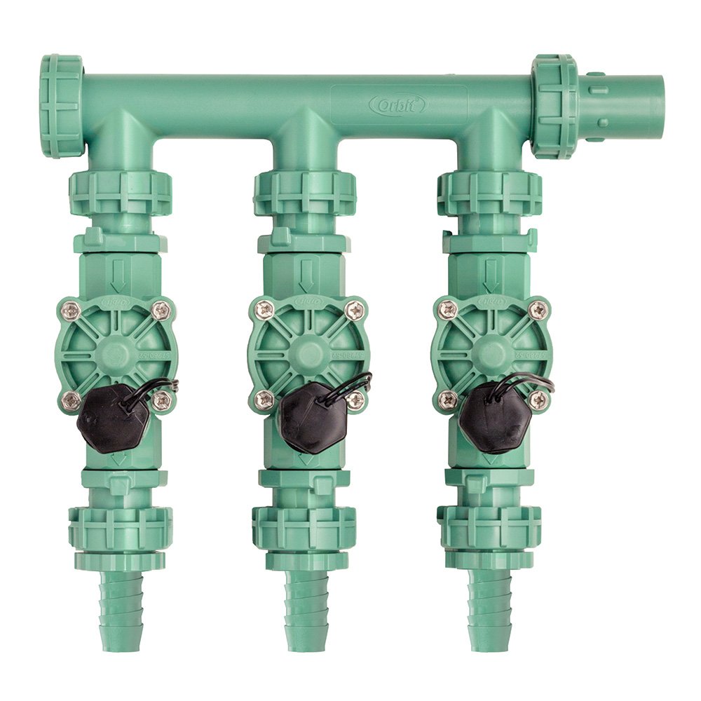 Orbit 91207 3-Valve Preassembled Sprinkler Manifold for Poly Pipe