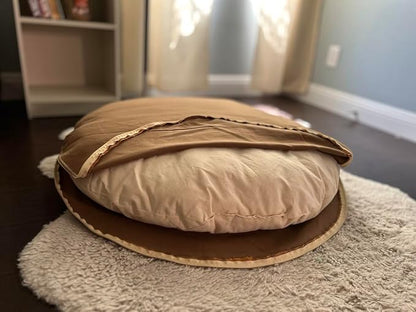 Round 100% Cotton Canvas Dog Bed Cover: Washable, Durable, Eco-Friendly, Multiple Colors, XS-XXL, Made in USA (Medium Brown, Small 24 Inches)