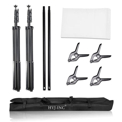 HYJ-INC Photo Video Studio 12 x10ft 100% Muslin White Backdrop with 10 x 8.5ft Stand Photography Background Support System Kit,Clamp, Carry Bag
