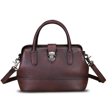 Genuine Leather Satchel Handbag for Women Purse Top Handle Bags Handmade Vintage Crossbody Bag Purses (Coffee) Medium