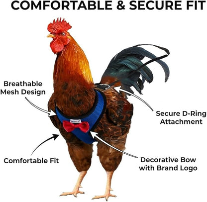 Washable Chicken Diaper Harness with Poop Bag | Leak-Resistant Adjustable Vest for Hens Ducks, Indoor Pet Poultry, 12-Hour Dryness Tested (Large, Blue)
