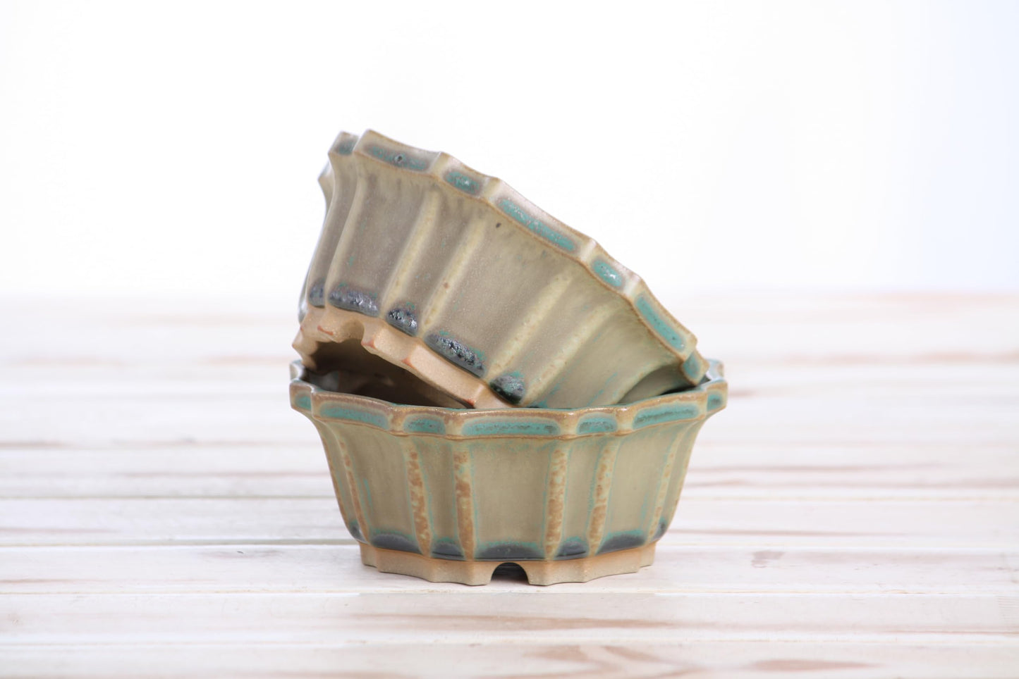Willow Bonsai Ceramics Flower Design Bonsai Pot 4.5 Inch – Elegant Ceramic Bonsai & Succulent Pot, High‑Fired Frost‑Proof Stoneware with Drainage+Wiring Holes, Handmade USA (Speckled Moss, 4.5inch)