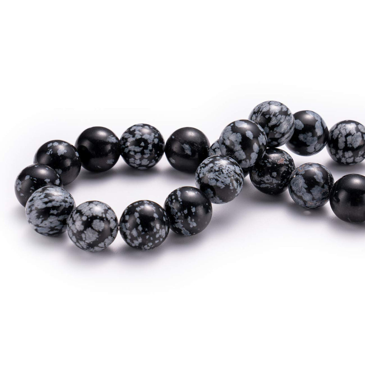 BEADIA Natural Snowflake Obsidian Stone Round Loose Semi Gemstone Beads for Jewelry Making 8MM 44PCS