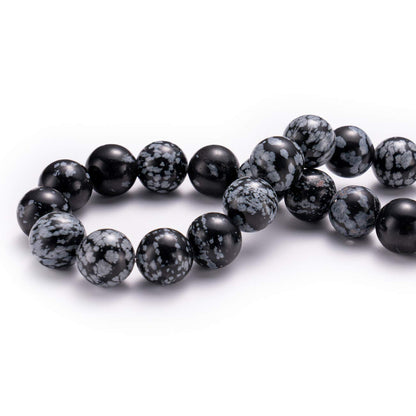 BEADIA Natural Snowflake Obsidian Stone Round Loose Semi Gemstone Beads for Jewelry Making 8MM 44PCS