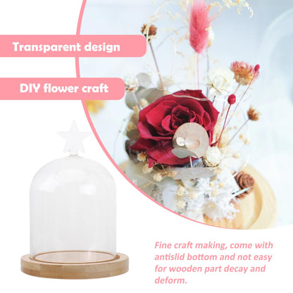 ULTECHNOVO Glass Display Dome Cloche with Solid Wood Base, Clear Glass Dome Cloche Bell Terrarium Jar for Plants, Collectibles And Figurines