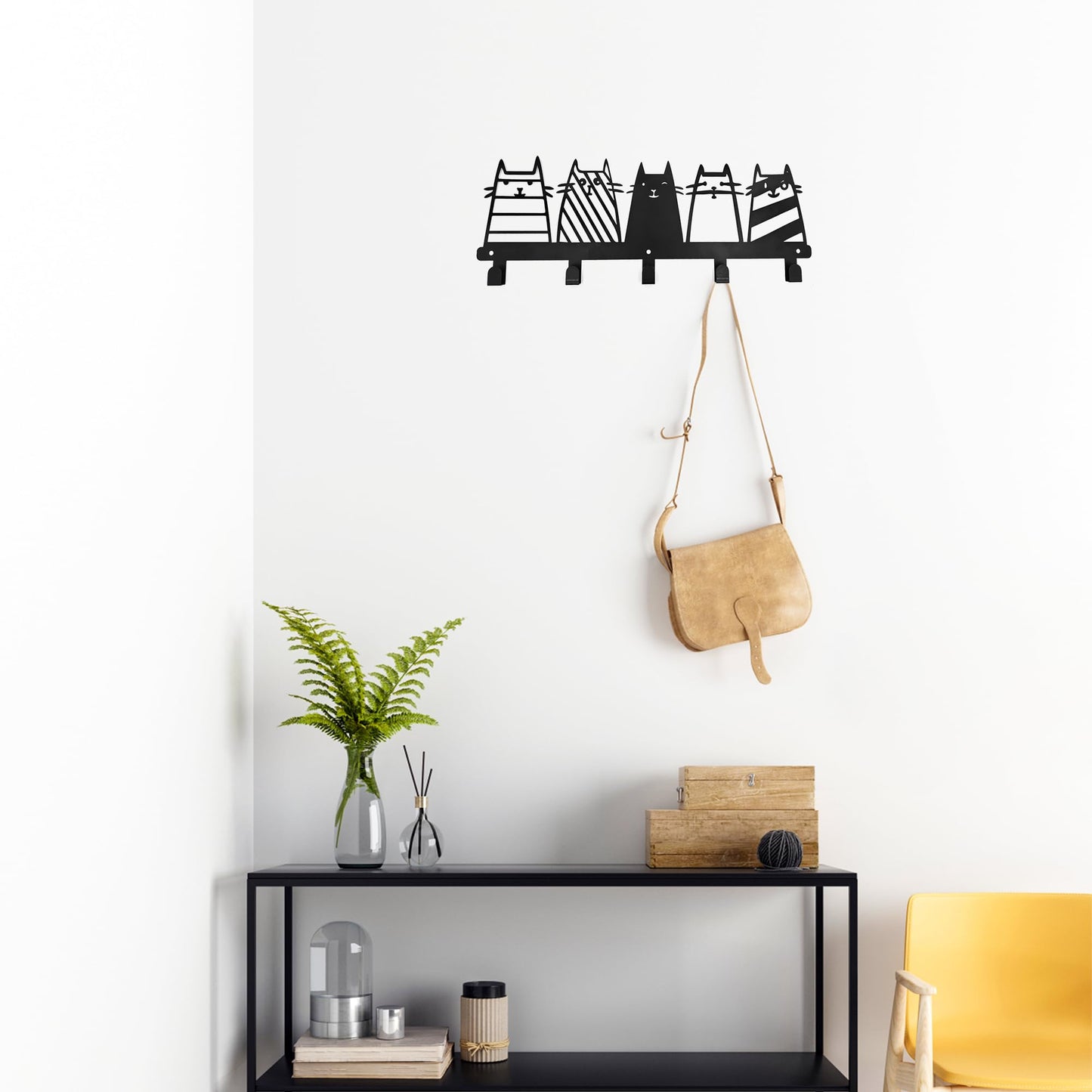 Aimery Metal Cat Coat Hooks Wall Mount, Multipurpose Key Holder & Hanger for Living Room, Hallway, Office