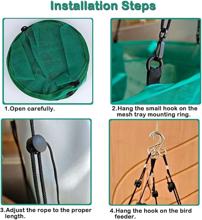 Seed Catcher for Bird Feeders, 20'' Bird Feeders for Outdoors Hanging, Birds Feeder Seed Catcher Tray with Adjustable Hanging Hoop for Outdoor Garden Accessories