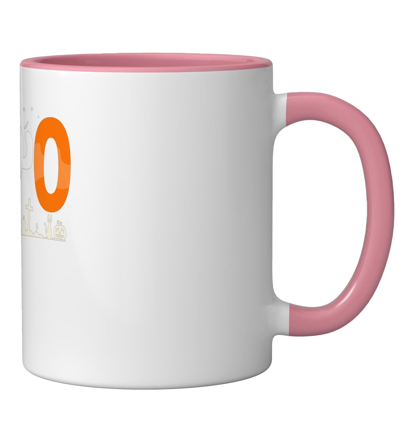Halloween Trick Treat Boo Ceramic Mug, Pink/White