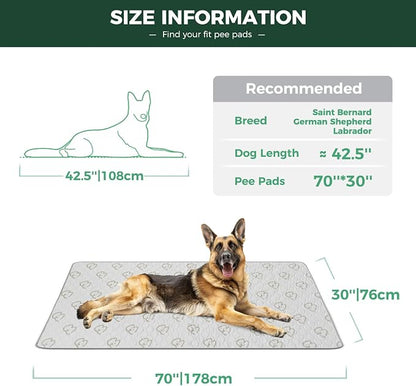 FXW Washable Pee Pads for Dogs, Puppy Pads with Super Absorbent, Specifically Designed for Potty Training, 30" x 70" Rectangle, Khaki, 2 Packs